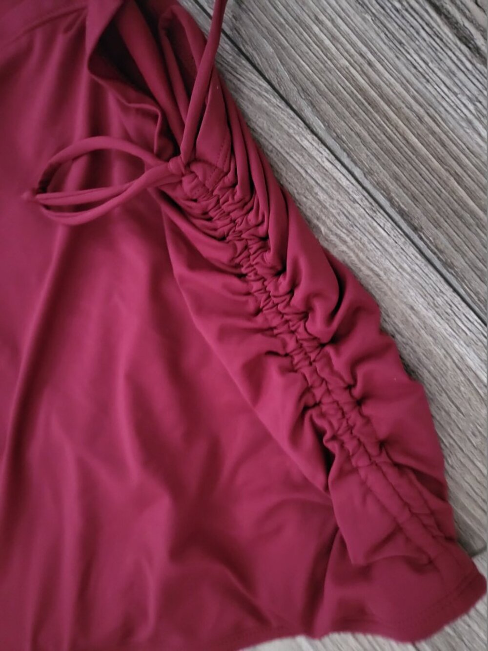 Maroon Ruched Swim Skirt Bikini Bottom 16 - Picture 6 of 10